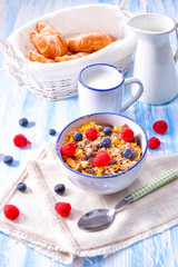 muesli breakfast menu with forest fruits