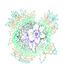 Illustration of a bouquet of flowers. Colorful bouquet