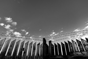fence - black and white image