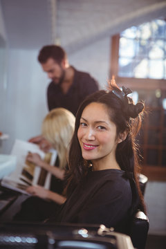 Portrait of woman at the hair salon