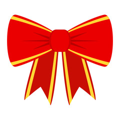 Vector red bow for decorating gifts, surprises for holidays. Packing presents for birthday, new year and Christmas. Promotion and Discount flat illustration. Objects isolated on white background.