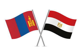 Mongolia and Egypt flags. Vector illustration.