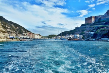 Corsica-harbor in the town Bonifacio
