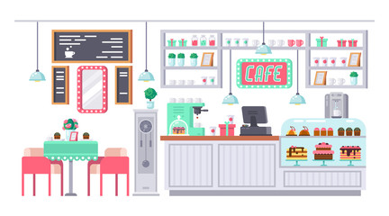 Coffee bar, shop. Interior of room bar, pub, cafe.