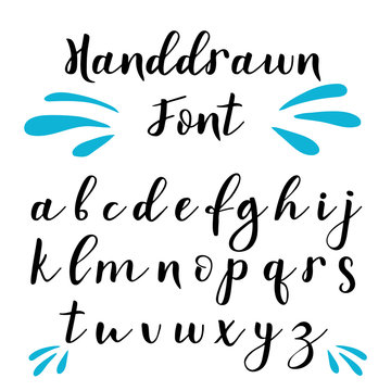 Handwritten calligraphy font. Vector alphabet. Hand drawn letters