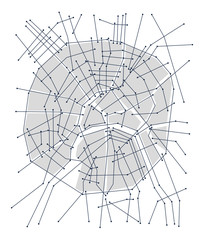 Digital city. Plan of the city in the form of an electronic scheme. Stylized linear drawing. Vector graphics