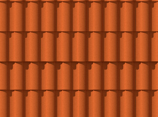 3d illustration Roof tiles. Texture. Orange color. Seamless. Shadow from the sun. 3d modeling