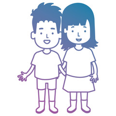 happy little couple characters vector illustration design