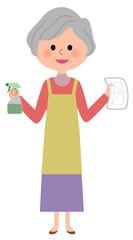 シニア女性　掃除