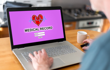 Fototapeta na wymiar Medical record concept on a laptop