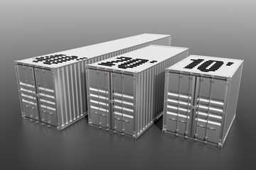 Metallic ship cargo containers 10 20 and 40 feet length