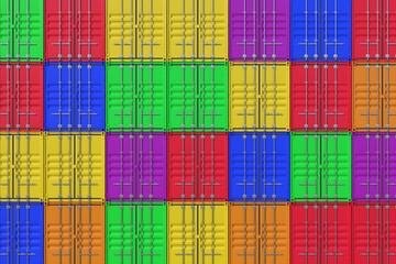 Stack of colorful ship cargo containers background