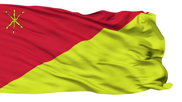 Zamosc flag, city of Poland, realistic animation isolated on white seamless loop - 10 seconds long (alpha channel is included)