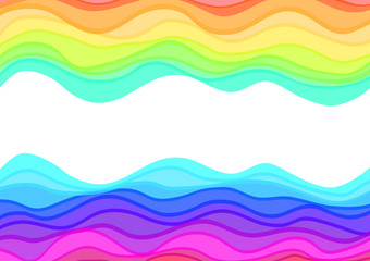 Rainbow background with colorful waves and white back for the simple text