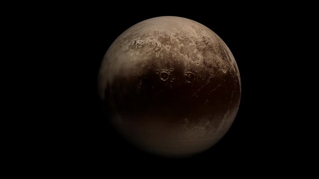Pluto. 4k. Looped. Alpha Channel Included.