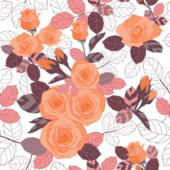 Vector floral seamless repeat pattern background texture. Illustration with rose for invitations card, wallpaper or fabric