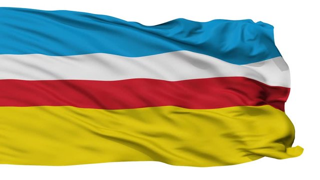 Zory flag, city of Poland, realistic animation isolated on white seamless loop - 10 seconds long (alpha channel is included)