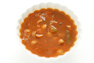 Homemade minestrone with soy bean