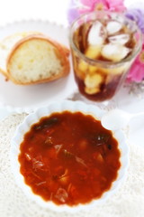 Homemade minestrone with soy bean