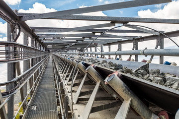 Platinum Mining and Processing of ore, Platinum rock being moved on a conveyor belt