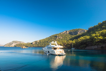 Boat sailing in Mediterranean Sea Marmaris, Turkey