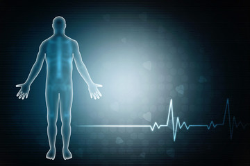 2d illustration Human Male Muscle Body
