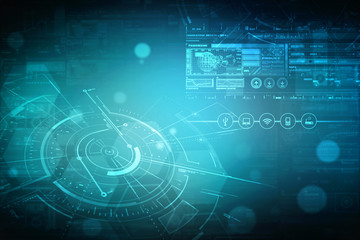 2d illustration Abstract futuristic electronic circuit technology background
