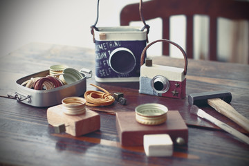 DIY 木工　ミニュチアカメラ