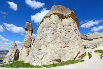 formations carved by ancient civilizations in Monk's Valley - Turkey 