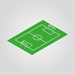 Football and soccer field isometric icon. Football and soccer sport symbol. 3d design. Stock - Vector illustration