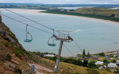 Chairlift to the top of the Nutt in the historical village of Stanley, Tasmania, Australia
