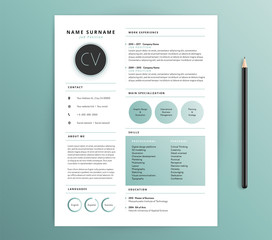 Resume / CV template design - nature feel green color - vector sample