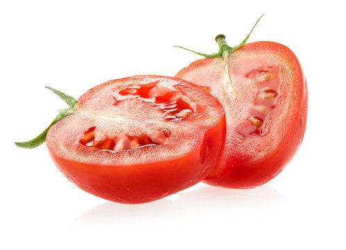 Tomatoes slices isolated on white background