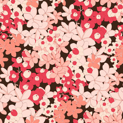 Pink Ditsy Flower Seamless Vector Background