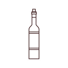 Wine tasting is a laconic emblem in a linear flat style. Bottle of wine digital stamp.