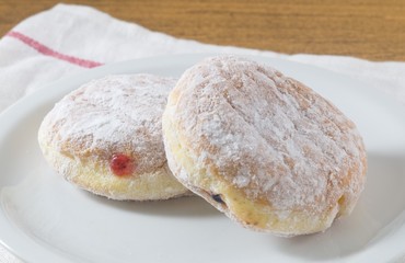 Two Fresh Donut Filled with Strawberry Jam