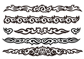 Tattoo tribal design art set, Vector Illustration