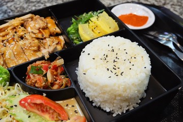 Delicious Japanese Bento Box with Teriyaki Chicken