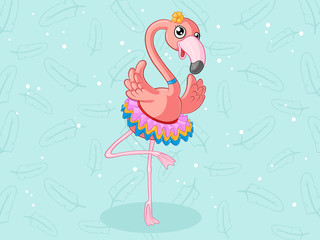 Tanzender Comic Flamingo