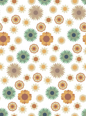 Ornamental seamless pattern with leaf and flowers. Cute print in scandinavian style.The image is made in the style of spring things. Abstract background. Ornamental, traditional, simple.