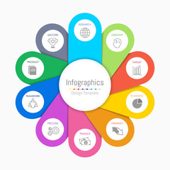 Infographic design elements for your business data with 10 options, parts, steps, timelines or processes. Vector Illustration.
