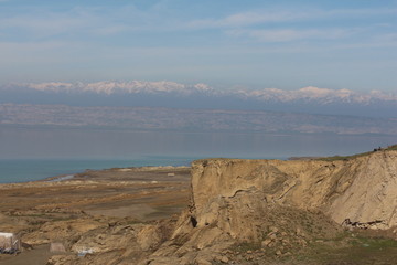 Fototapeta na wymiar Mountains. Blue sky. Background. Azerbaijan.