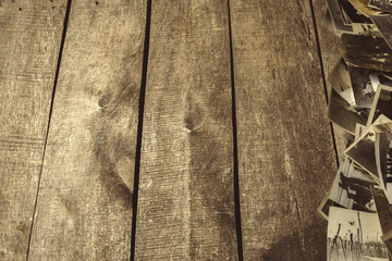 old photos on the wooden table