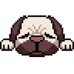 Obraz premium vector pixel art pug dog