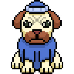 Obraz premium vector pixel art pug dog