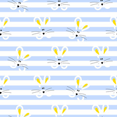 Cute rabbit seamless vector pattern for baby.