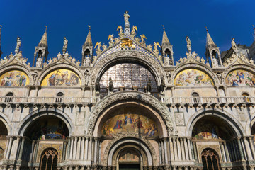 Fototapeta na wymiar Basilica San Marco, facade. San Marco Cathedral in Venice, Italy