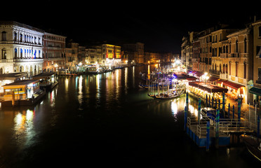 Grand Canal by night from the Rialto Bridge, Venice, Italy