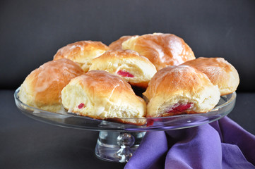 Sweet buns on glass
