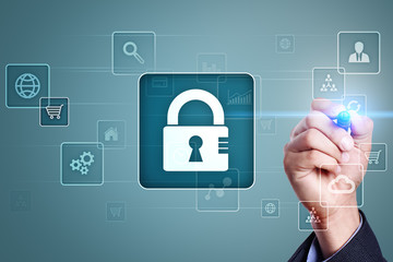 Data protection, Cyber security, information safety and encryption. internet technology and business concept.